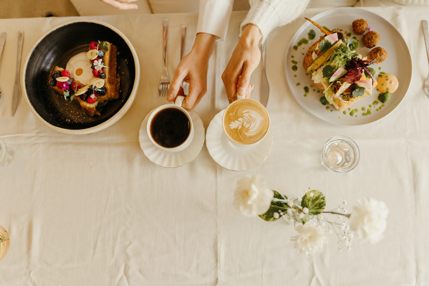 latte art flat lay coffee brand photography