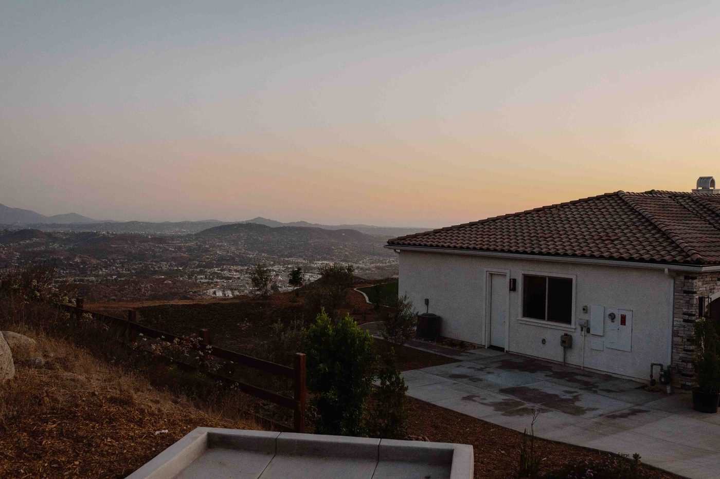 house at dusk